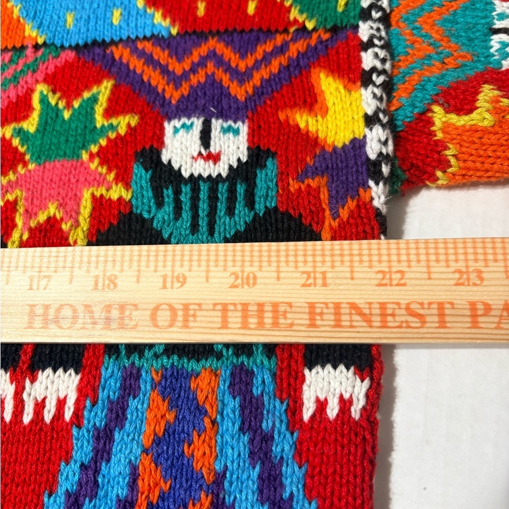 Colorful Vintage Southwestern Aztec Knit Cardigan with Metal Buttons.Heavyweight - Picture 9 of 14
